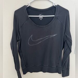 Nike Shirt Small XS Black Long Sleeve Logo Stretch Dri Fit Top Womens